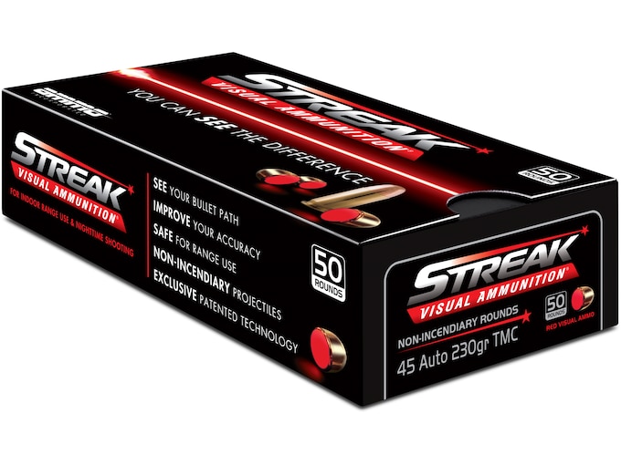 Ammo Inc Ammo Streak Visual Red .45 ACP 230 GR Total Metal Case Tmc 50RDS