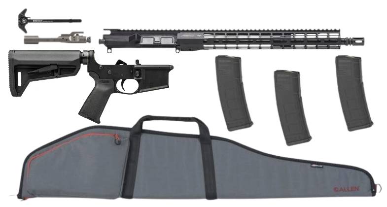 Aero Precision M4E1 Complete Rifle Kit 5.56 16' R-One Mlok Handguard Nickel BCG, Breach Charging Handle, w/ Soft Case & 3 30rd Pmags