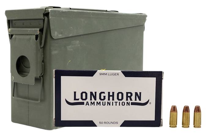 Longhorn Ammunition 9mm 125gr Sierra FMJ Match Centerfire Pistol Ammunition 500rd Ammo Can - $129.99 with FREE SHIPPING!