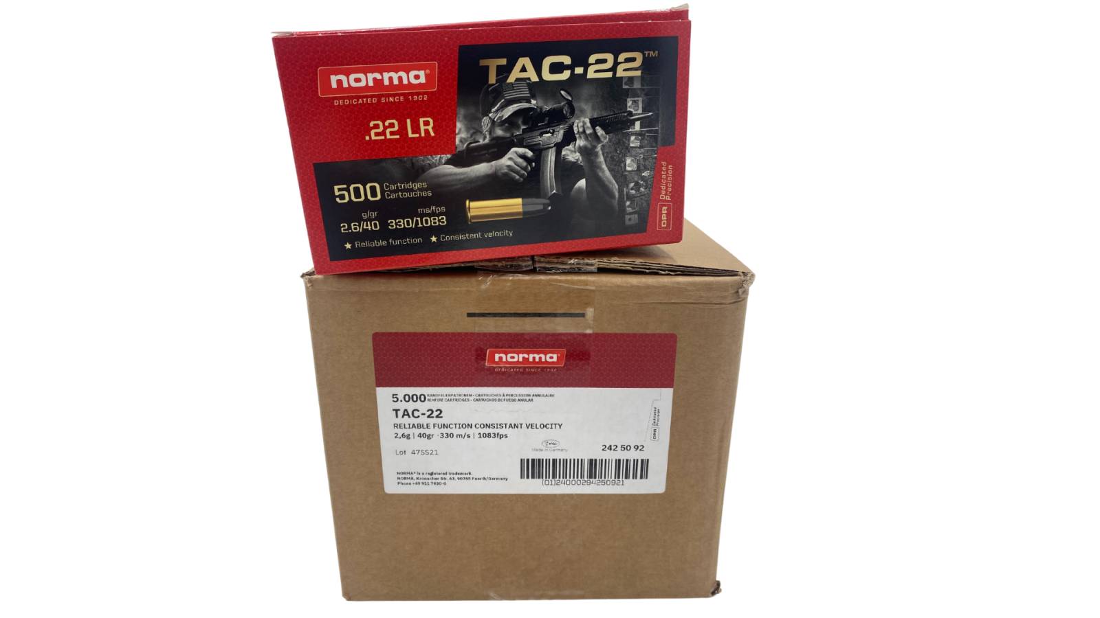 Norma Tac-22 .22lr 40gr Lead Round Nose, 5000rd Case