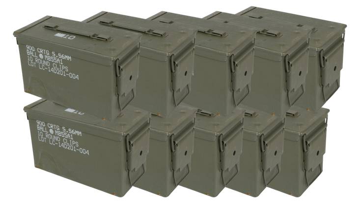 Military Surplus M2A1, M2A2 50 Cal Metal Ammo Can, Good Condition 10 Pack - $149.99 w Free Shipping