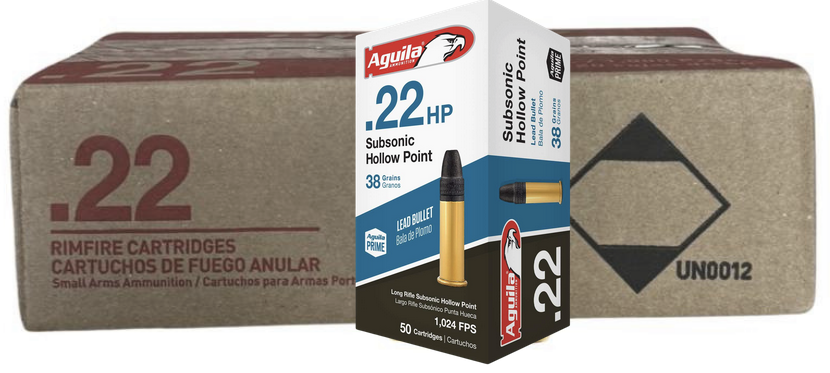 Aguila 1B222268 Standard Subsonic 22 LR 38 gr Hollow Point (HP) 1000rd CASE