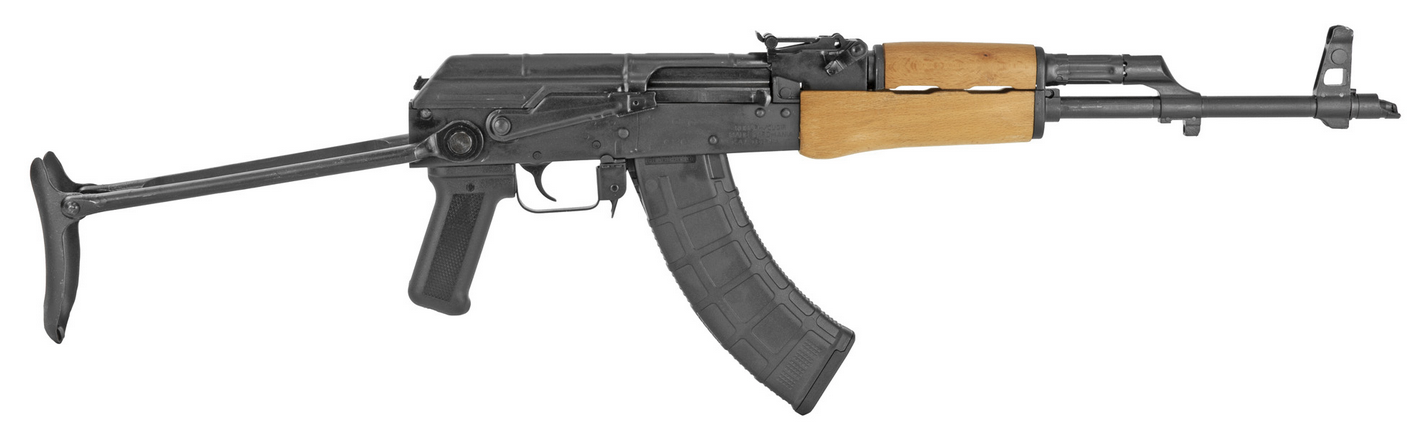 The Century RI3321N WASR-10 UF is a 7.62x39mm rifle with a 16.25' barrel, 30+1 capacity, black folding stock, and polymer grip.