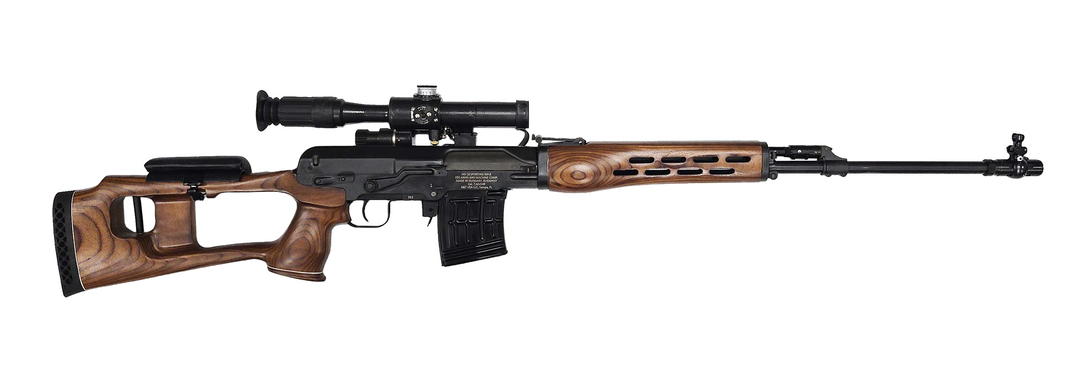 After a lengthy absence from the U.S. market and also exploring the current saturation of AK based sporting rifles, FEG made the decision to enter into the USA civilian firearm market with a “Dragunov” pattern Sporting Rifle.