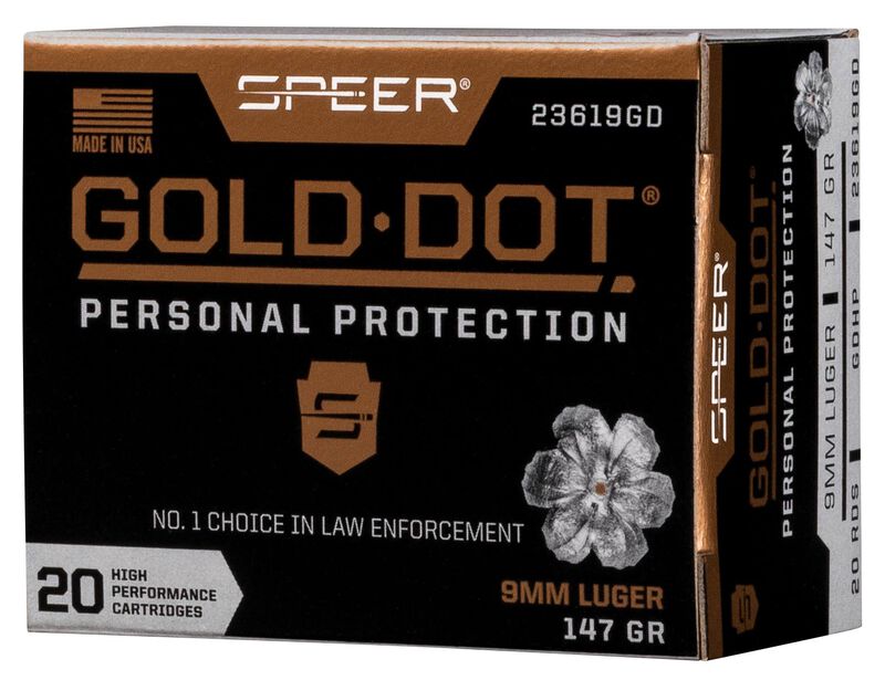 Speer Gold Dot 9mm 147gr Hollow Point 20rd Box Battlehawk Armory