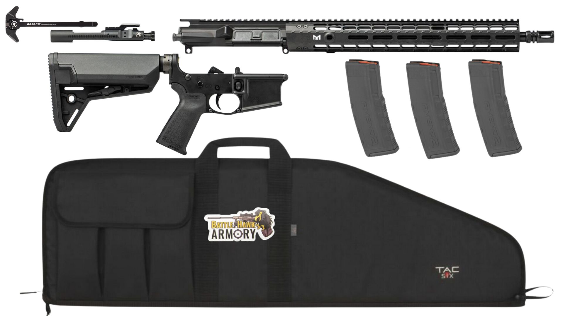 Aero Precision AR-15 5.56 16' Rifle Kit, Complete Lower Receiver w/ SL-S Stock, 16' M4E1 16' 5.56 15' HBAR CMV Upper, Phosphate BCG, Charging Handle, 3 Mags, Range Bag