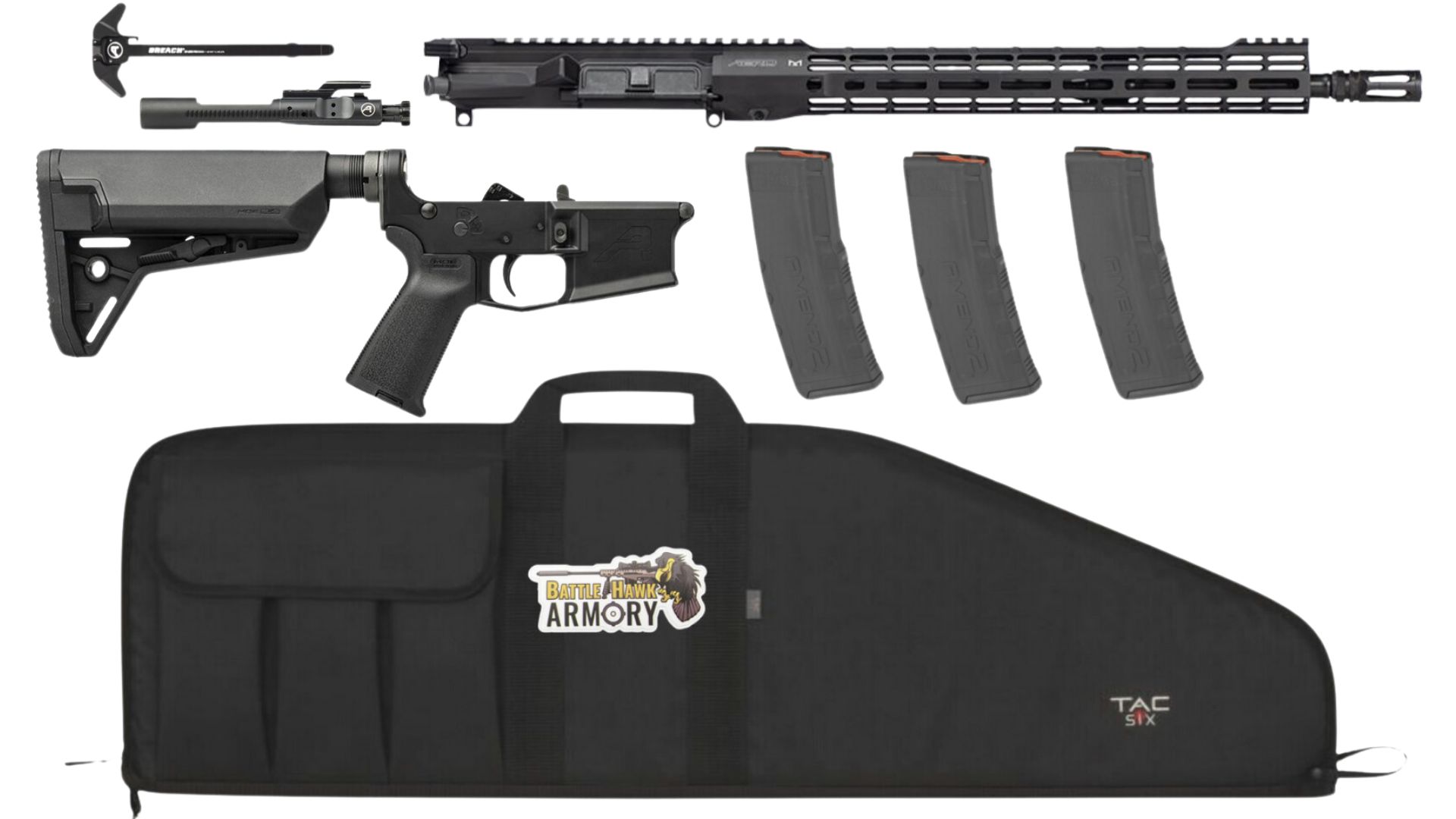 Aero Precision AR-15 5.56 16.3' Pro Rifle Kit, M4E1 Complete Lower, 16.3' CHF 5.56 Pro Upper 15' S-One Mlok, Pro BCG, Breach Charging, Magpul SL-S Stock, 3 Mags, Range Bag