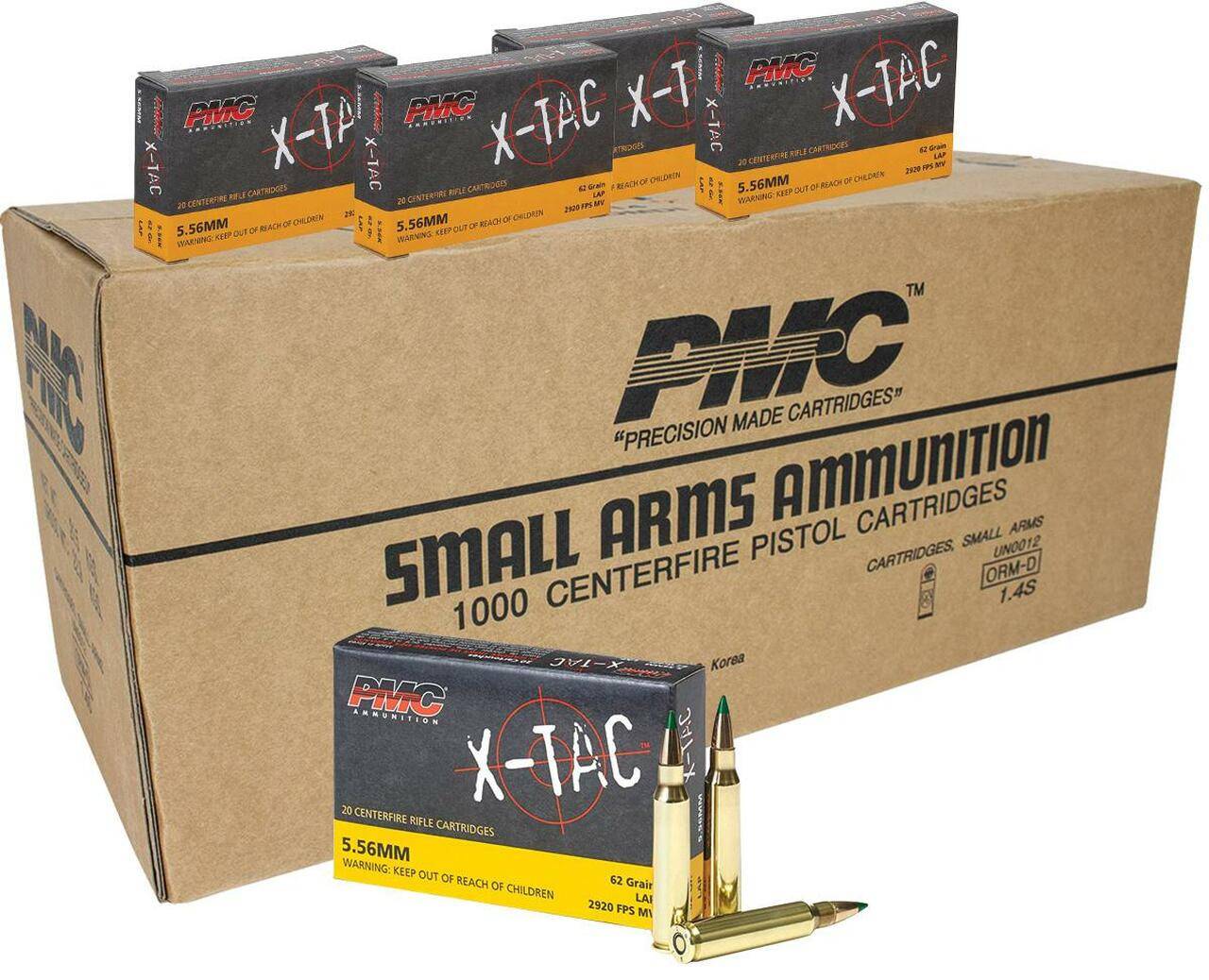 PMC XTAC M855 BALL 5.56 62gr Green Tip 1000RD CASE - $488.88 w Free Shipping