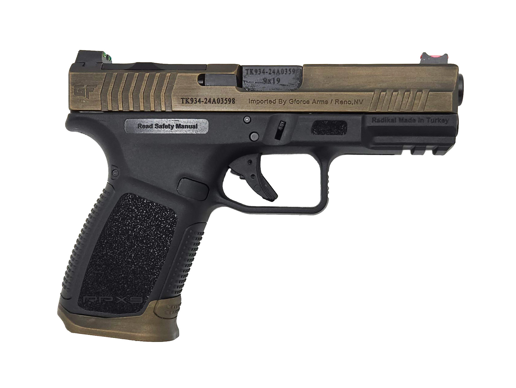 Gforce Arms RPX9 Exodus, 9mm, 4.02" Barrel, 2-15rd Magazines, Optics Cut, Bronze