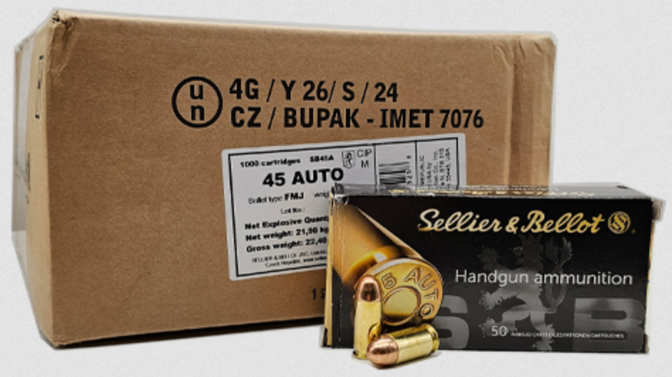 S&B 45ACP 230 FMJ AMMUNITION 1000rd CASE