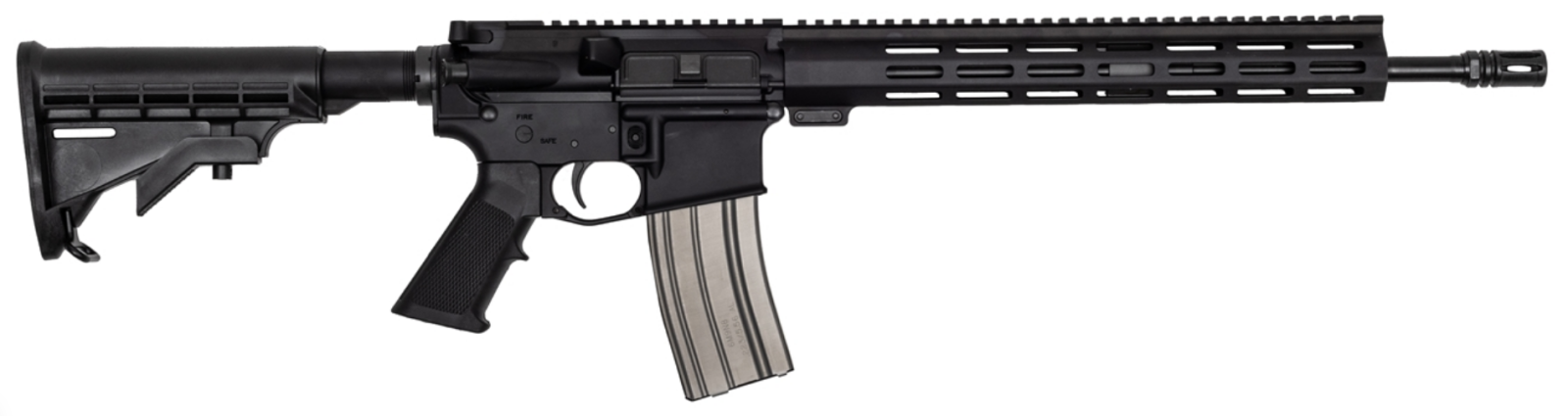 Del-Ton Incorporated offers the Echo 316L AR-15 with a 16' barrel chambered in 5.56mm, 13.5' free float M-Lok handguard, and one thirty round magazine.