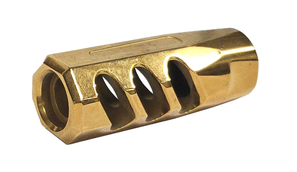 F-1 FIREARMS F 1 Firearms Surplus Flat Faced Muzzle Break 5.56 1 2X28MM Gold