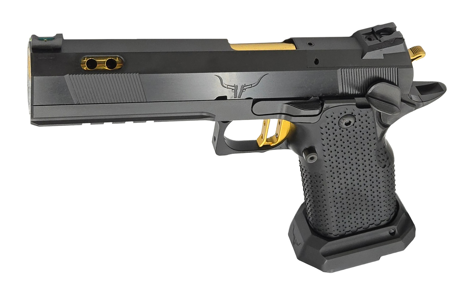 Hayes Custom Hayes Custom Guns Cobra HC1911 9mm DLC Pistol w/ Gold Barrel