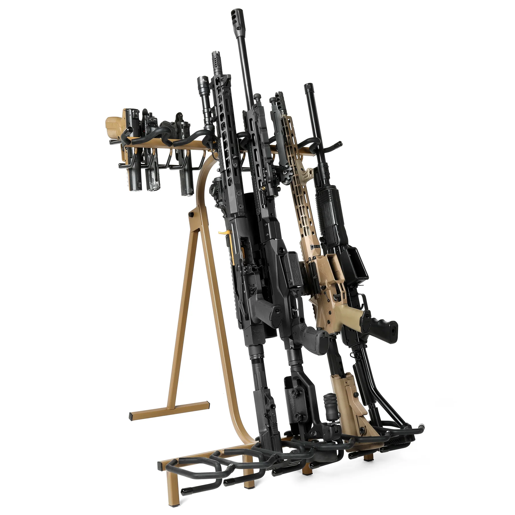 Shooter Rack Savior Mobile Rifle + Pistol Rack Stand FDE — 6 Rifles, 8 Pistols