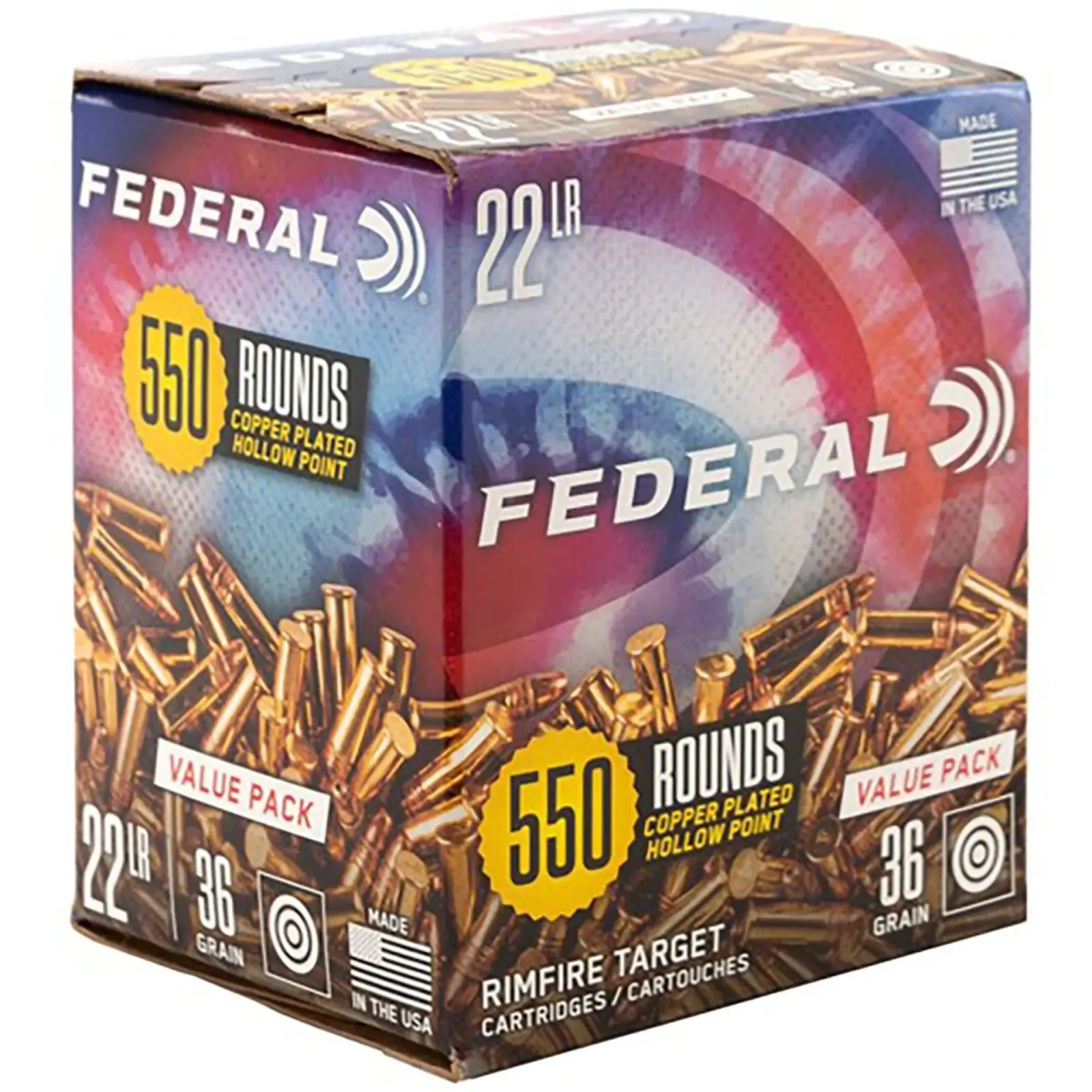 Federal Federal Target .22 LR 36GR Copper Plated Hollow Point Cdhp Rimfire Ammo 550 Rounds