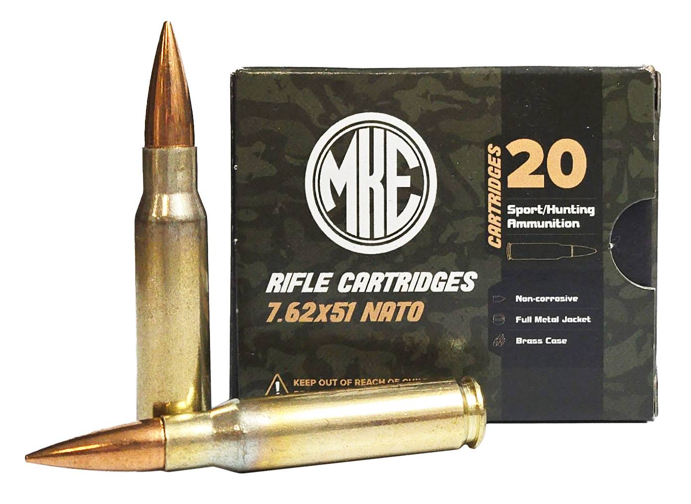 MKE 7.62x51mm NATO (308) 147 GR M80 FMJ BRASS RIFLE AMMUNITION 1000 rd ...