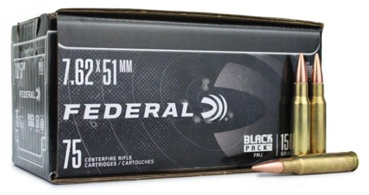 Federal Federal Black Pack 7.62x51mm NATO 150 Grain Full Metal Jacket Ammunition 75 RD Box