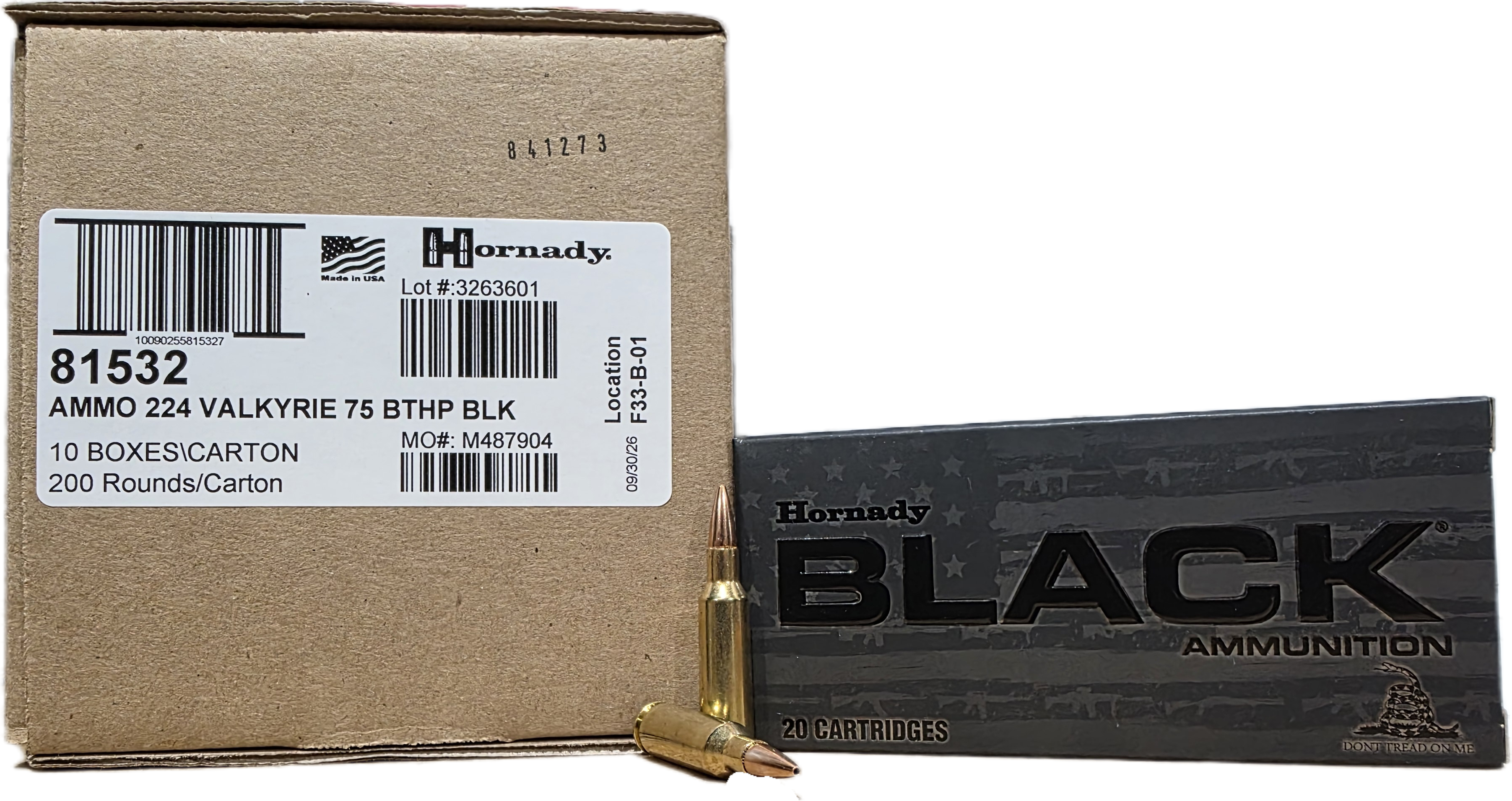 Hornady Hornady Black .224 Valkyrie, 75gr BTHP, 200rd Case
