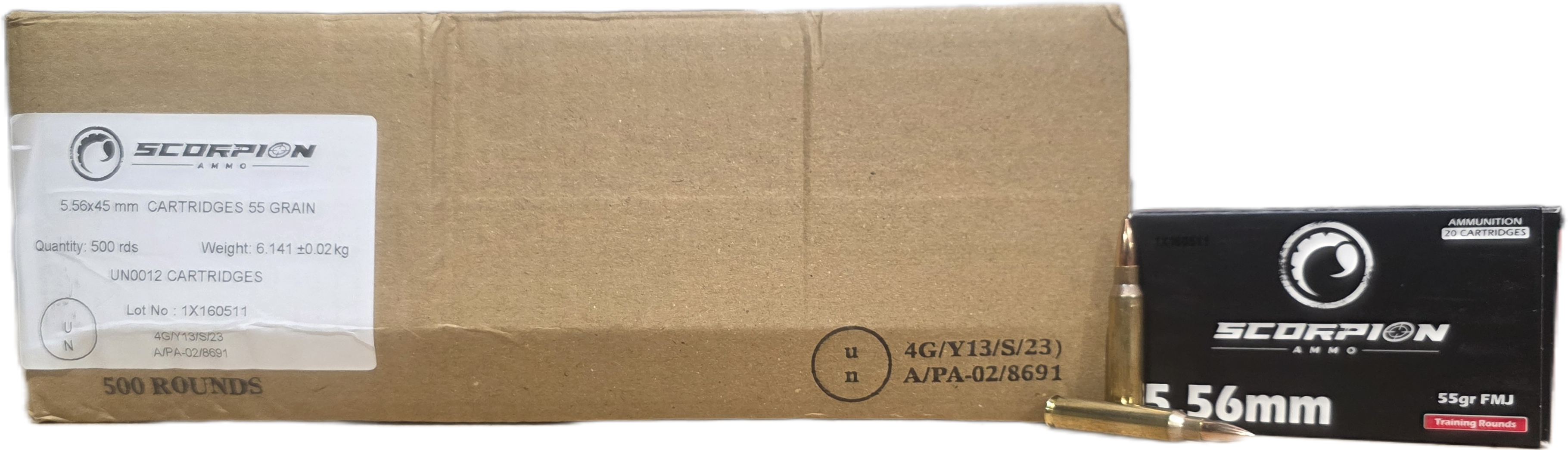 Scorpion Ammo Scorpion Ammo Training 5.56mm, 55gr FMJ, 500rd Cas...