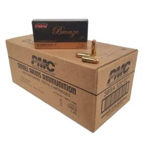 PMC Bronze .38 Super Handgun Ammo - 130 Grain | +P | FMJ | 1000rd Case