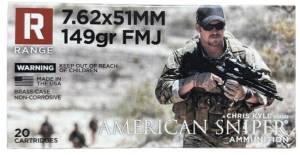 American Sniper Ammo 7.62x51mm NATO 149gr FMJ Brass Centerfire Rifle Ammunition 20rd Box