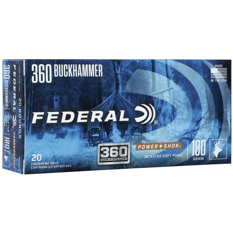 Federal Power-Shock 360 Buckhammer 180gr Jacketed Soft Point, 20rd Boxes/10 Boxes per Case