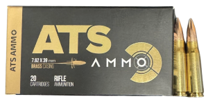 ATS AMMO 7.62x39mm 124gr Brass FMJ Centerfire Rifle Ammunition 20rd Box