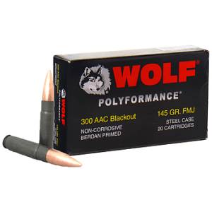 Wolf Polyformance Steel Ammo 300 AAC Blackout 145gr FMJ Rifle Ammunition - 20 RD BOX