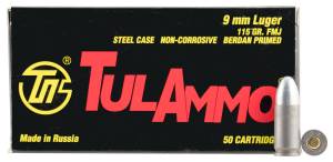 Tulammo TA919150 Handgun 9mm Luger 115 gr Full Metal Jacket (FMJ) 50 Bx/ 20 Cs