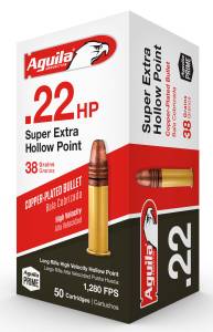 Aguila 1B222335 Standard High Velocity 22 LR 38 gr Copper Plated Hollow Point (CPHP) 50 Rd BOX