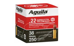 Aguila 1B221103 Standard High Velocity 22 LR 38 gr Copper Plated Hollow Point (CPHP) Rimfire Ammunition 250 Rd BOX