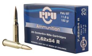 PPU PP76254F Metric Rifle  7.62x54mmR 182 gr Full Metal Jacket (FMJ) 20 Bx/ 10 Cs