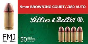 Sellier & Bellot SB380A Handgun  380 ACP 92 gr Full Metal Jacket (FMJ) 50 Bx/ 20 Cs