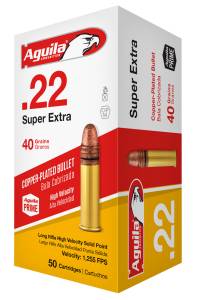 Aguila 1B222328 Standard High Velocity 22 LR 40 gr Copper-Plated Solid Point 50 Rd Box