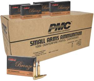 PMC 223A Bronze .223 Rem 55 Grain Full Metal Jacket Boat Tail Brass- 1000Rds
