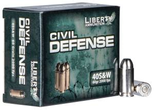 Liberty Ammunition LACD40012 Civil Defense  40 S&W 60 gr Hollow Point (HP) 20 Bx/ 10 Cs