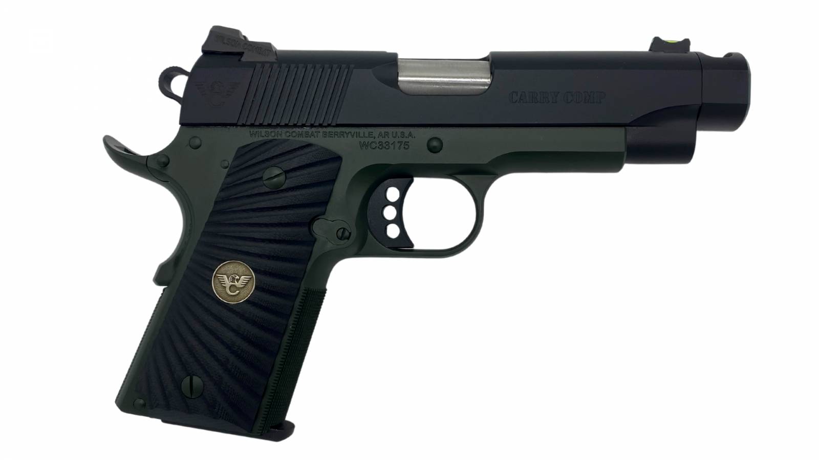 Wilson Combat Carry Comp Compact 9mm 4.5" Black/Green Pistol-img-0