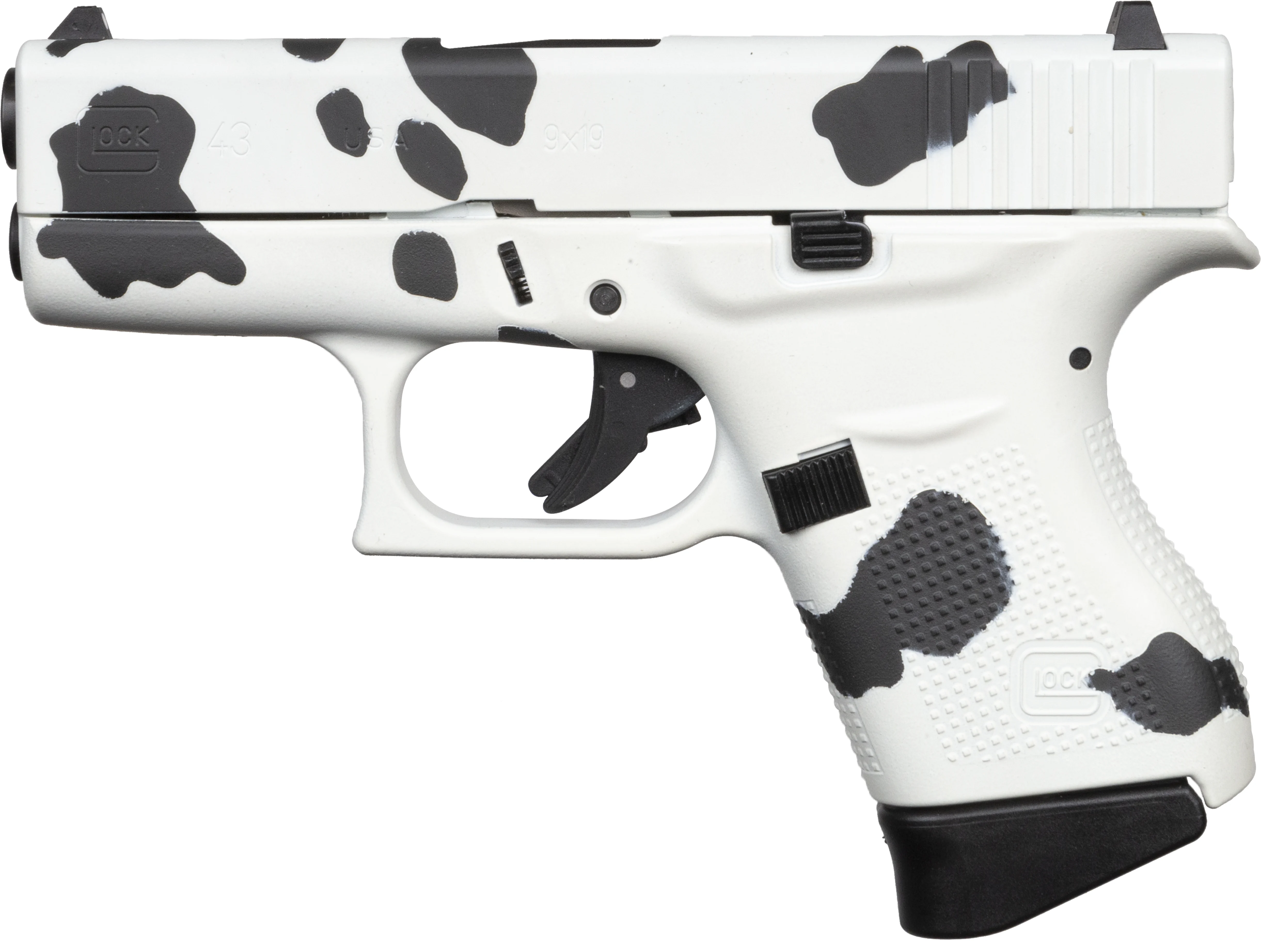 Glock G43 9mm 6+1 3.39" Barrel Apollo Custom Cow Pattern Finish-img-1